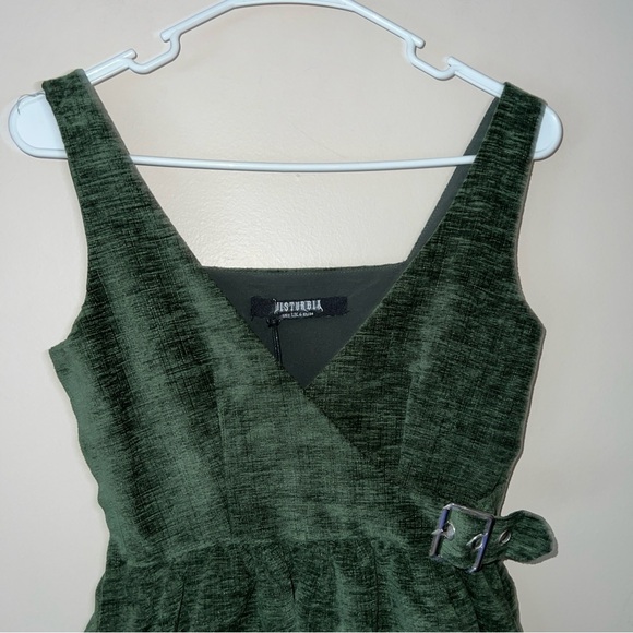 Disturbia Mini Sleeveless Dress Green Women's US 2 UK 6 Soft Velvet Feel New - Picture 2 of 9